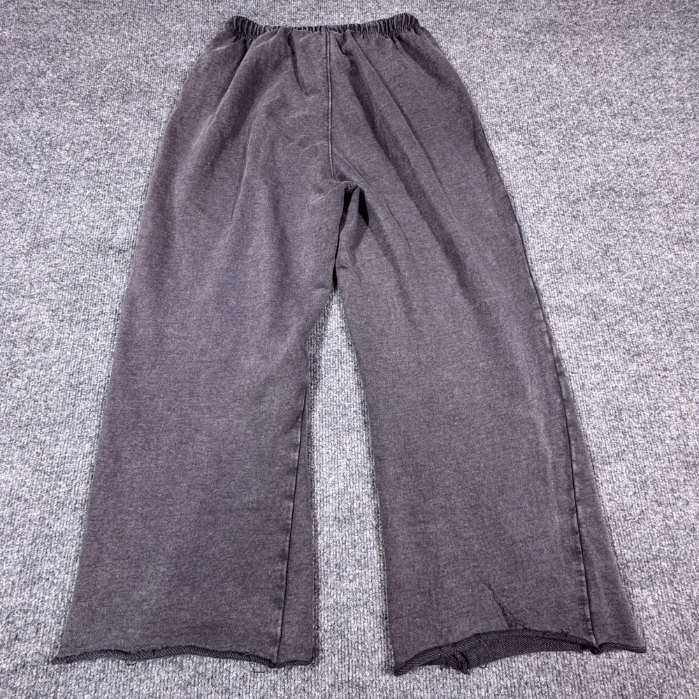 Zara Womens Wide Leg Sweatpants Faded Black 100% Cotton Raw Hem Size S Small - Picture 4 of 7